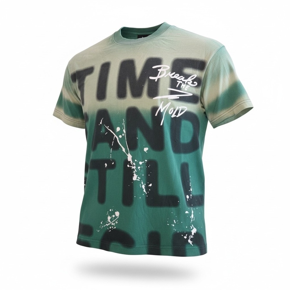 Supermade Mens Time Stand Still Break The Mold Graphic T-Shirt Green Size M NWT